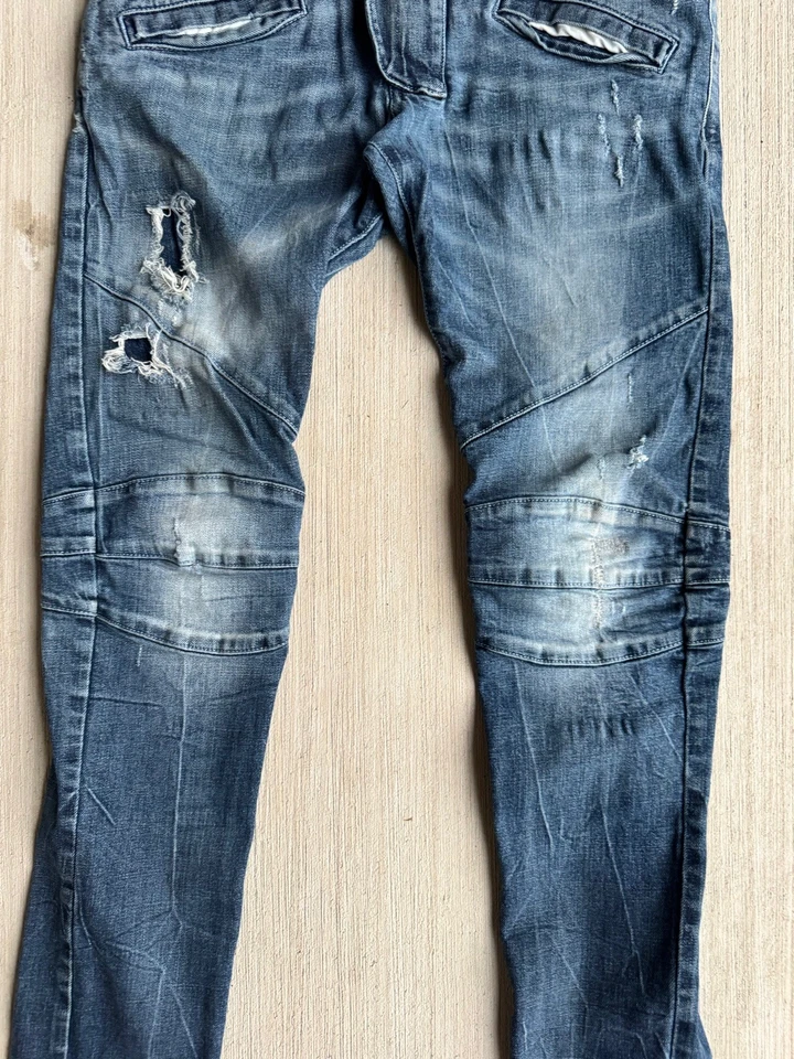 Pierre Balmain Distressed Skinny Moto Biker Denim Jeans Mens Size 32 Italy Made  - Image 4 of 4