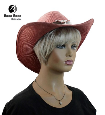#ad Lucky 7 Cowgirl Western Mutiluse Transforms into 3 Shapes Paper Straw Sun Hat $39.95