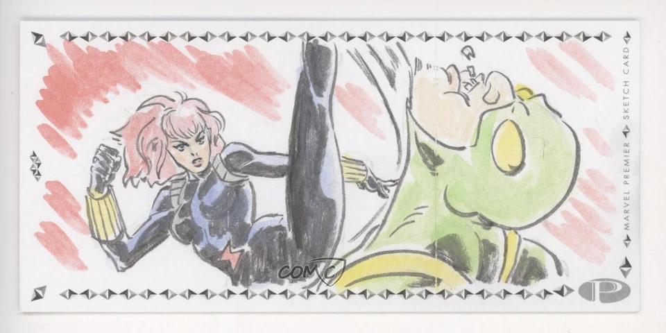 2019 Upper Deck Marvel Premier Sketch Cards Triple Panel 1/1 Othell Auto 0y6z - Image 2 of 3