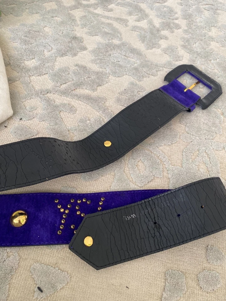 Cinturón ancho de gamuza Yves Saint Laurent azul púrpura talla 80 EE. UU. 32 Foto 4 de 4