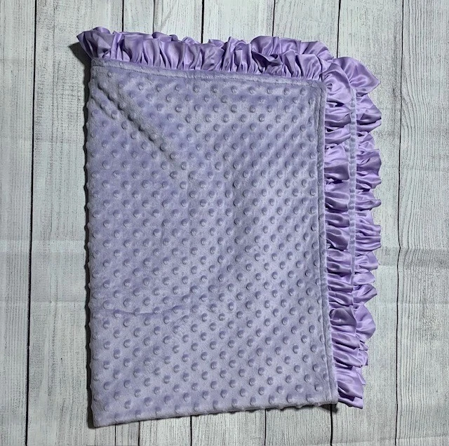 Ruffle Trim Minky Dot Soft Fleece Baby Blanket 30" X 40" - Image 2 of 4
