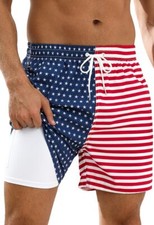 Men's 7" Swim Trunks with Compression Liner Quick-Dry Stretch Beach Shorts