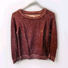 Suéter Pullover Wanama Tejido Púrpura Tweed Mezcla Lana Manga Larga Logotipos Talla S