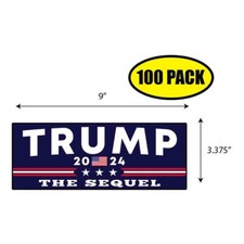 100 PACK 3.375"x9" TRUMP THE SEQUEL Sticker Decal Humor Funny Gift BS0197