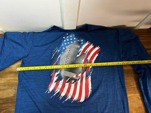 Tek Gear American Flag Football Boys Navy Blue Rash Guard Long Sleeve Shirt XL - Picture 4 of 6