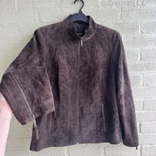 Alfani Jacket Pure Suede 2xl Genuine Leather Brown Retro Tailored Bomber Lined