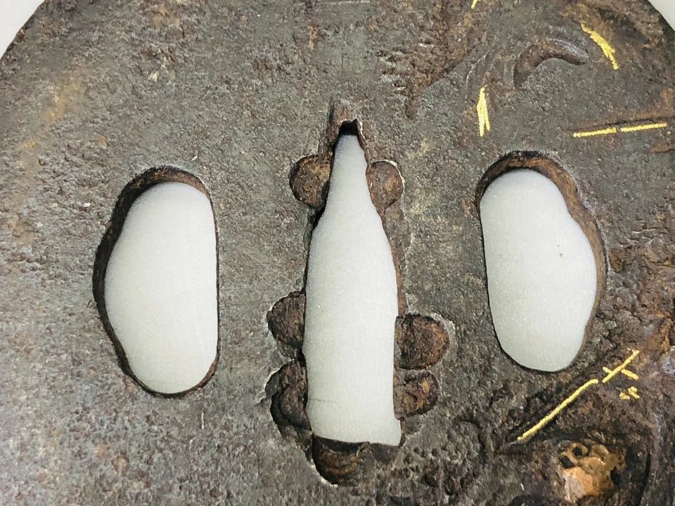 Y6335 TSUBA меч Guard инкрустация Японии самурай катана koshirae edo старинный винтажный - Изображение 3 из 4