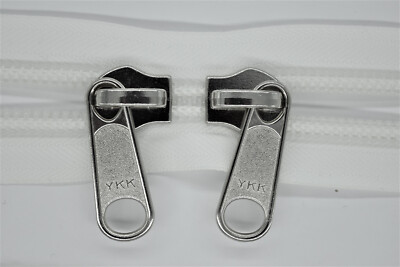 Zipper 10 mm Spiral X - Shape Raw White 2 Silver Sliders