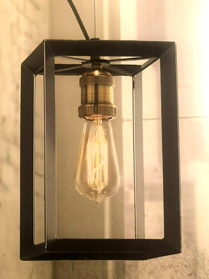 Home Deco C Walden Forge 1-Light Black Frame Pendant with Antique Brass Socket