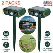 2Pcs Ultrasonic Animal Repellent Cat Repellent Outdoor Solar Animal Repeller