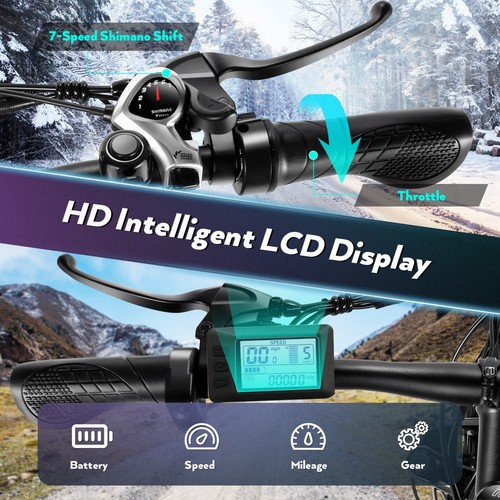 FAT TIRE Electric Bike 500W 48V 13Ah e Bike 26" Mountain Bicycle with LCD 25mph✅ - Picture 12 of 14
