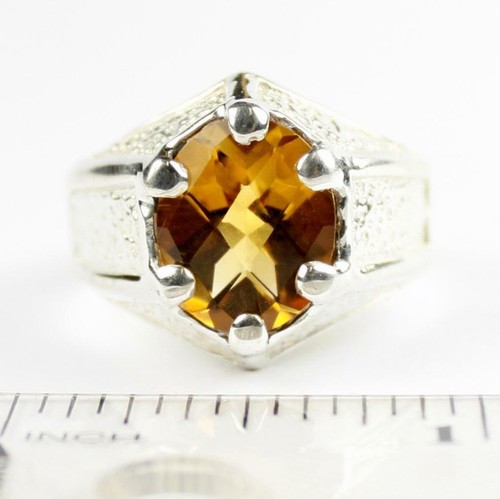 925 Sterling Silver Men's Gothic Ring, Citrine, SR234 - Picture 5 of 5