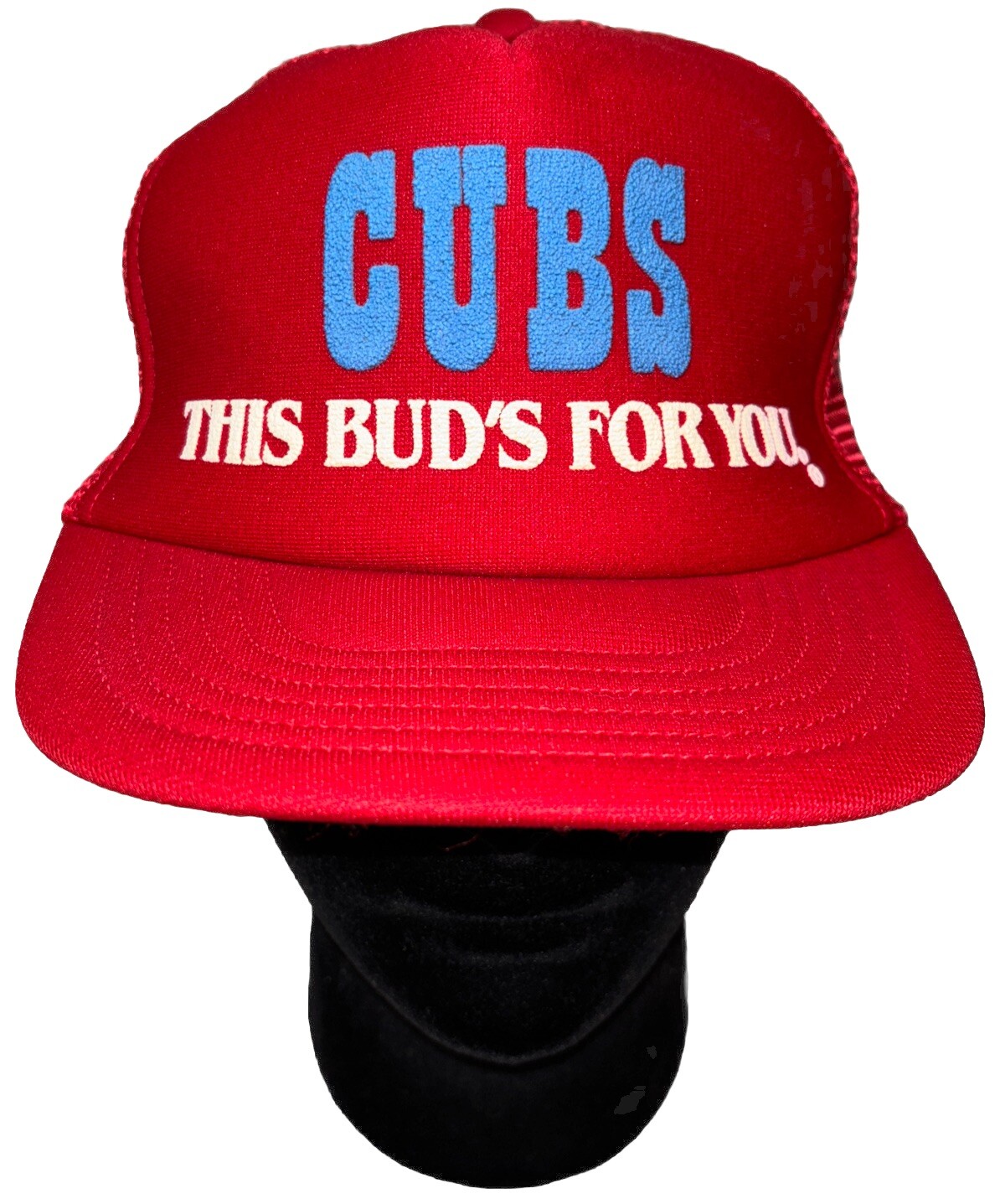 Vintage Budweiser Chicago Cubs “This Buds For You” Snapback Trucker Hat Beer EUC