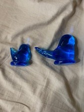 Lot of Two Vintage Blue Bird of Happiness Signed "Leonard" (1993 and 1995)