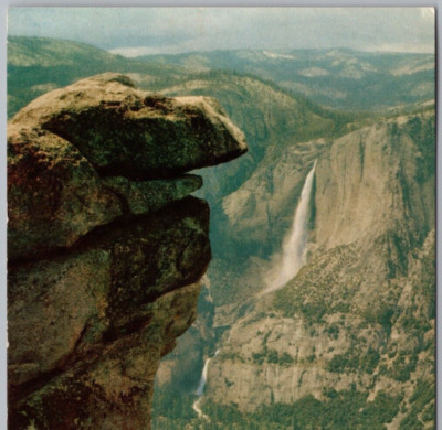 Overhanging Rock, Glacier Point, Yosemite Nat'l Park, CA VTG PC Postmarked 1963