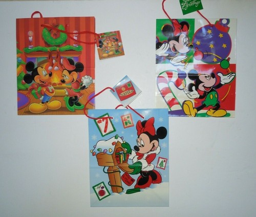 NEW UNUSED SET/11 Disney Mickey Mouse Minnie Mouse Friends Holiday Gift Bags - Picture 2 of 2