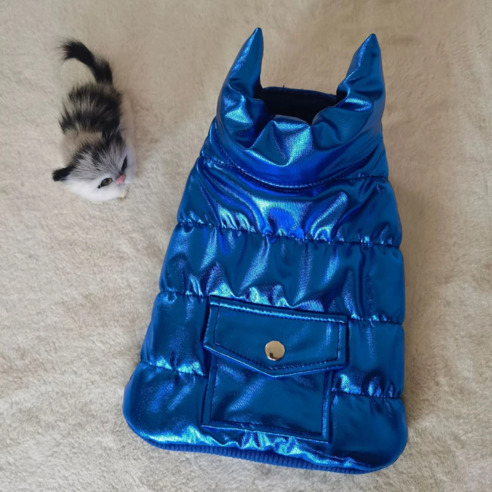 Glitter Dog Pet Cat Padded Puffer Clothes Vest Fleece Lined Winter Puppy Costume - Image 4 of 4