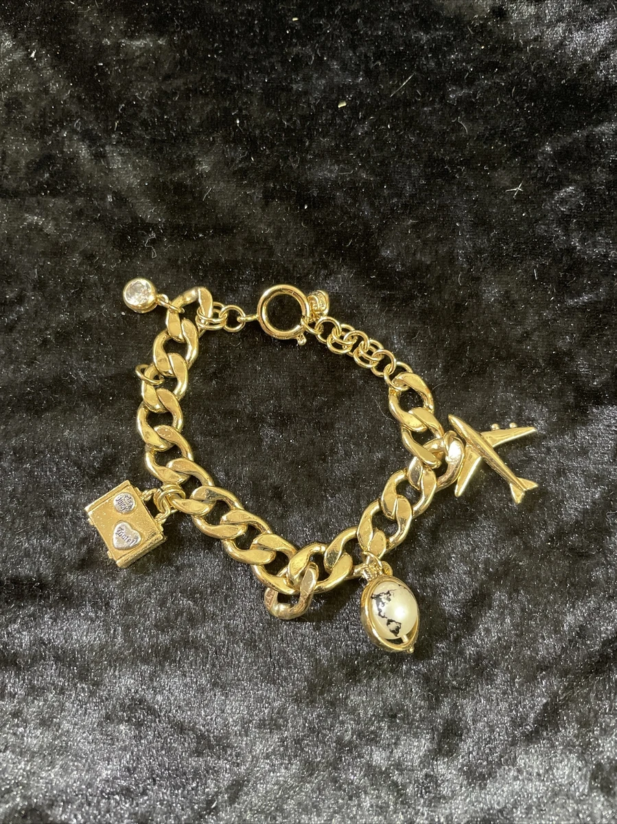 VINTAGE JUICY COUTURE Bracelet w/3 Travel Related Charms - all