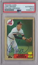 Cory Snyder 1987 Topps PSA/DNA Signed Autograph Card Auto Indians Rookie #192