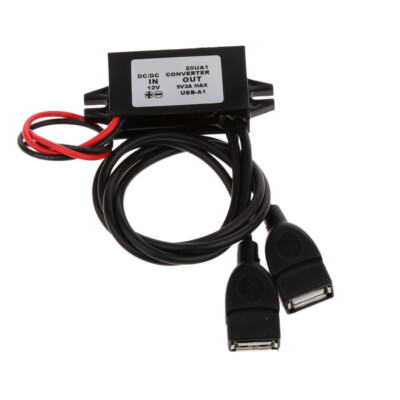 Dual USB DC DC Auto Konverter Modul 12V bis 5V 3A 15W Netzteil Schwarz