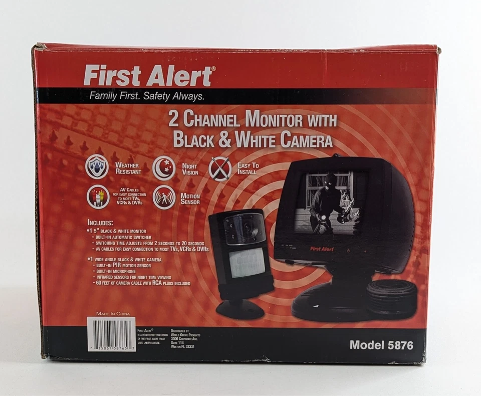 First Alert 2-Channel CRT Monitor – B&W w/ Speaker S-Video, Retro Gaming - Image 3 of 4