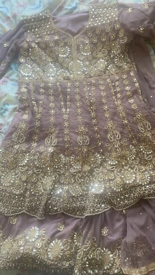 Braut Asiatisch Hochzeit Indisch Party Lila Größe 40 Gold