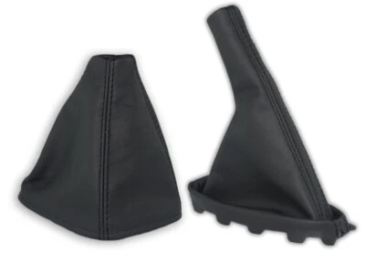FÜR SAAB 9-5 97-10 SCHALTMANSCHETTE HANDBREMSSACK NATURLEDER NAHT SCHWARZ - Photo 1/3