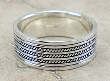 WIDE .925 STERLING SILVER BRAIDED BALI BAND RING size 7 style r2704