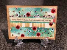 ACEO Art Trading Card ATC Original Collage Red Gems Create Something Amazing