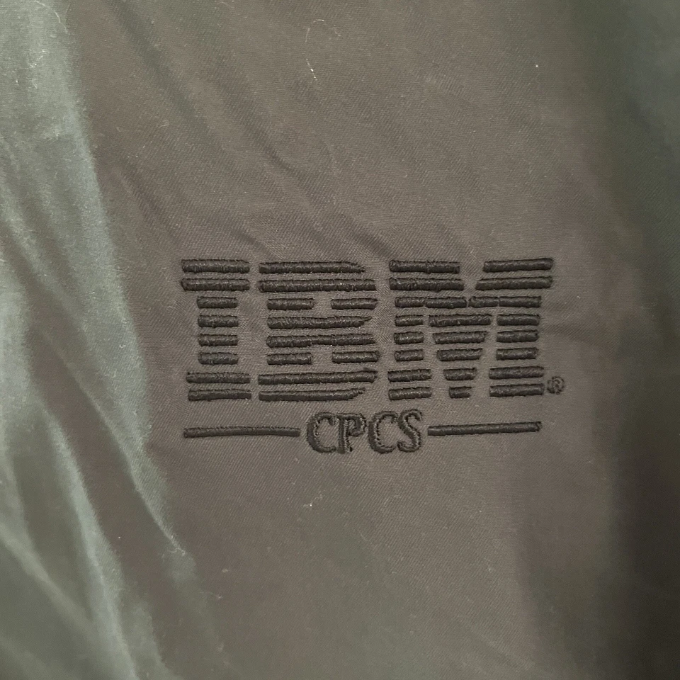Chaqueta cortavientos IBM CPCS vintage para hombre extra grande XL desarrollador informático verde Foto 3 de 4