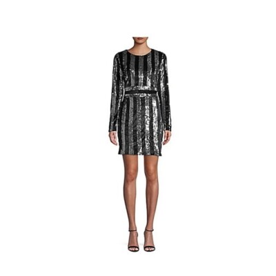 quiz black and silver sequin dress Quiz Black Sequin Long Sleeve Elegant Dress, Women's US 6, ORIGINALLY 300!!