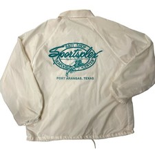 Vtg 80's Cardinal Windbreaker BAIT SHOP Sportsplex Seafood Center TEXAS Jacket L