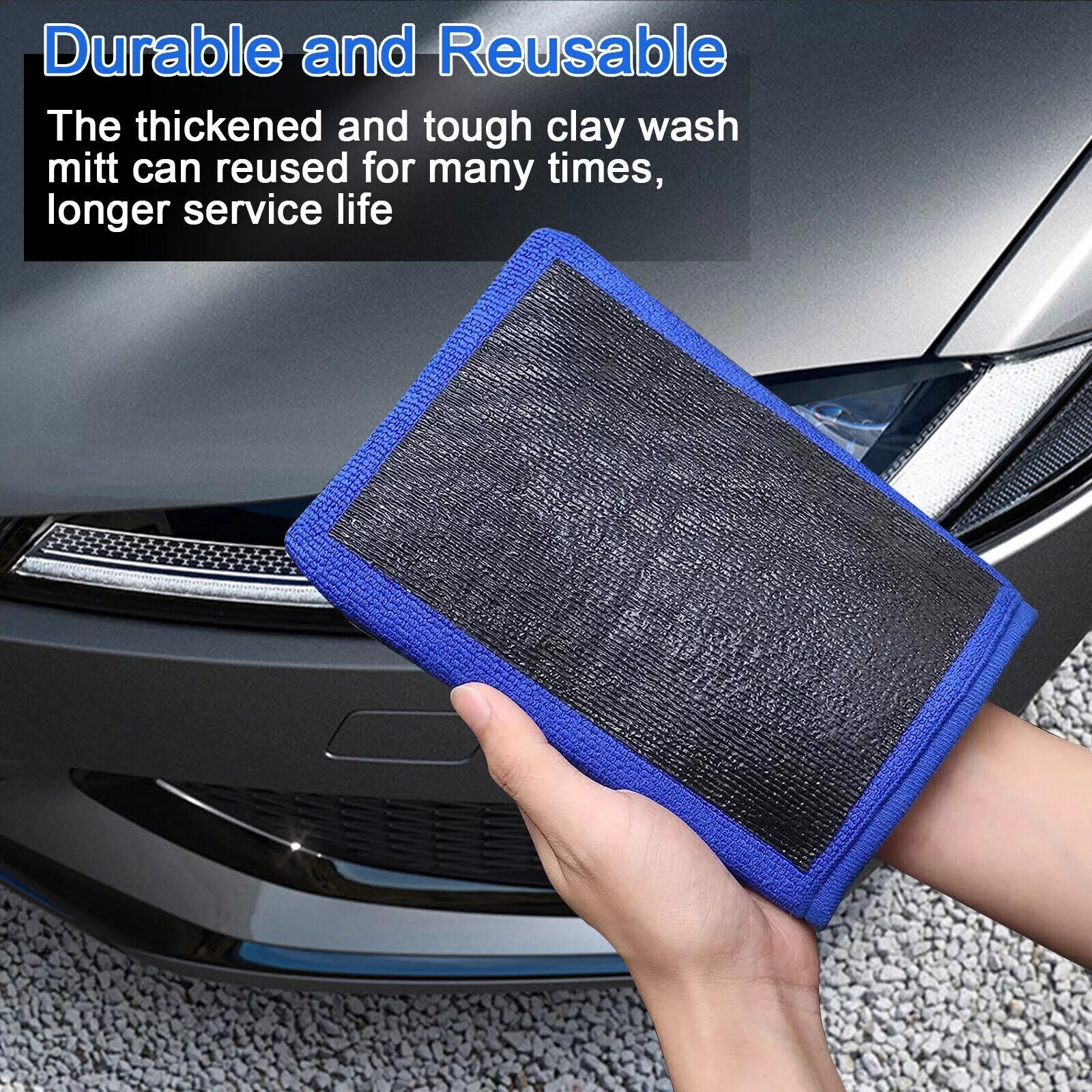 2Pcs Car Wash Gloves Microfiber Clay Bar Towel Detailing Cleaning Cloth Rag Mitt