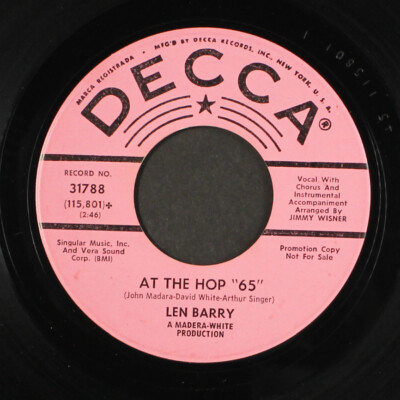 LEN BARRY: lip sync / at the hop '65 DECCA 7'' Single 45 RPM
