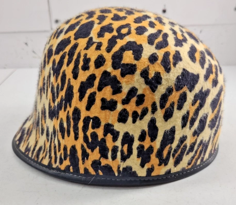 De Colección Sombrero Aleta Casco Cubo Talla Única Paja Fieltro Leopardo Estampado Amarillo Naranja Foto 4 de 4