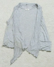 Active Basic Sleeveless Gray Cardigan T-Shirt Top Size Medium With Pockets H4