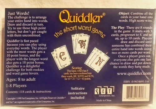 Quiddler The Short Word Card Game For the Fun of Words Brand New Sealed Cards - Picture 2 of 6