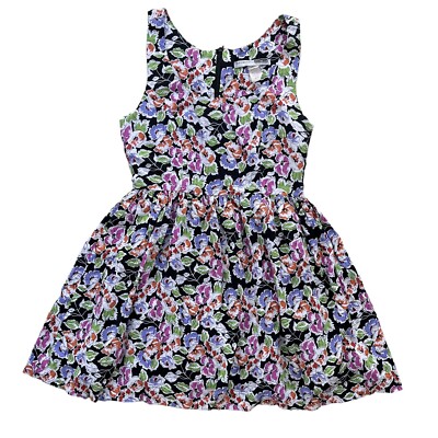 Necessary Objects Women s Small Pink Orange Floral Sleeveless A-line Flare Dress