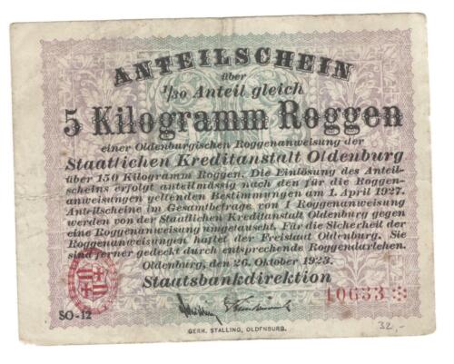 Oldenburg - State Bank - 11lbs Rye SO-12 - 26.10.1923 - Müller 3710.3 20808 - 第 1/2 張圖片