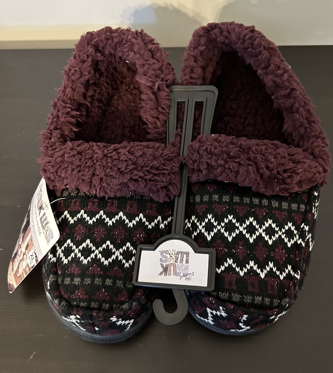 SAOLA Stivaletti ciabatte Muk Luks donna viola uva nordica suola rigida nuovi con etichette XL 11 12