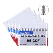 50pcs AZDENT Dental FG Diamond Burs Football 368-023F Fine Red High Speed