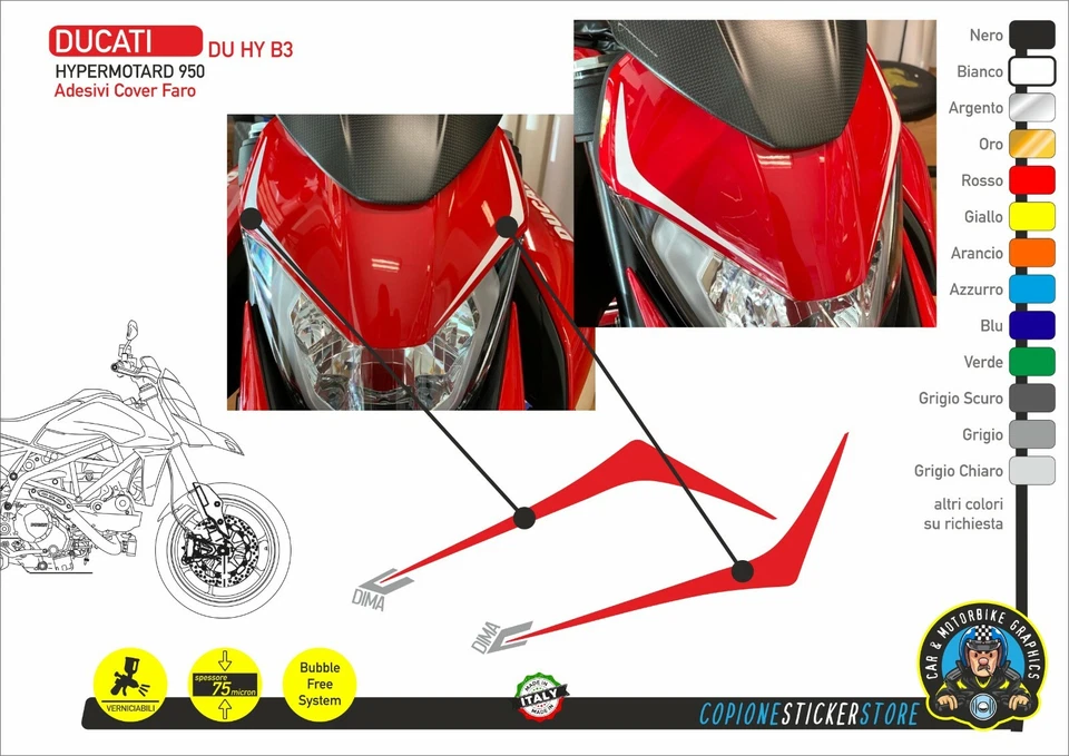 GRAFICHE PER DUCATI HYPERMOTARD 950 da cover faro - DU HY B3