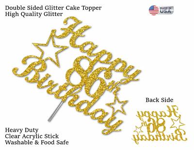 86. Geburtstag Kuchenaufsatz – Gold Glitzer, Doppelseitig, 15x11 Cm, Aus Stabilem Acryl, Made In USA