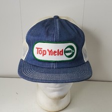 Vintage Top Yield Cargill Fertilizer Trucker Hat Denim Mesh Snapback USA Farm