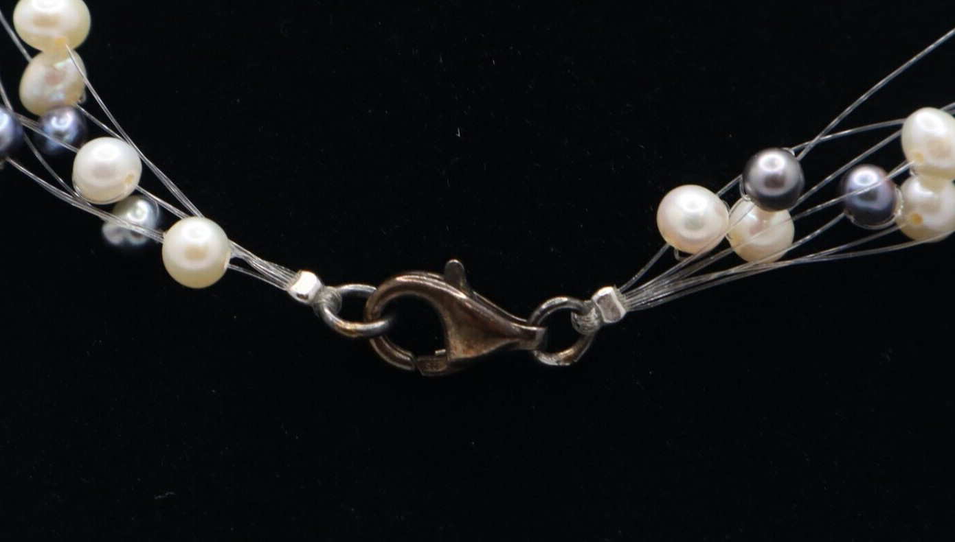 Sterling Silver Multicolor Floating Cultured Pear… - image 3