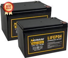 2-Pack 12V 12Ah LiFePO4 Battery Deep Cycle Lithium w/ BMS for Solar UPS Scooters