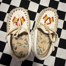 Vintage Taos Baby Infant Deer Skin Leather Beaded Moccasins Size 1