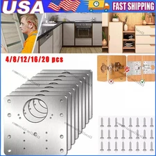 4-20x Kitchen Cupboard Door Hinge Repair Kit Plate and Fixing Screws Cabinet