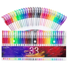 TANMIT Glitter Gel Pens, 33 Colors Neon Glitter Pens Set Gel Art Markers with 40
