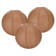 3Pcs 12 Inch Brown Paper Lanterns Decorative Round Hanging Ball Lantern